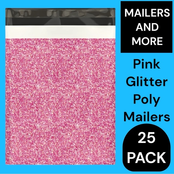 25 10X13 Poly Mailers, Pink Glitter, Shipping Envelopes, PRICE IS FIRM - Picture 3 of 6